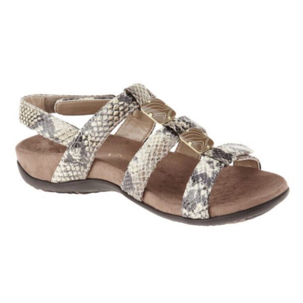 Vionic Women’s Snake Print Amber 3 Strap Sandals Natural Summer Size‎ 7